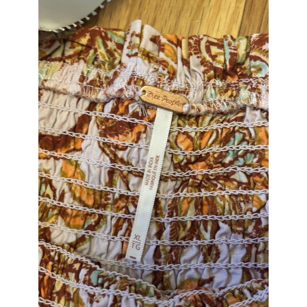 Free People Bluebell Lilac Floral Maxi Dress Bow Tie Strap Size XL Tiered - Picture 7 of 8